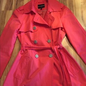 Express Bright Coral Trench Coat